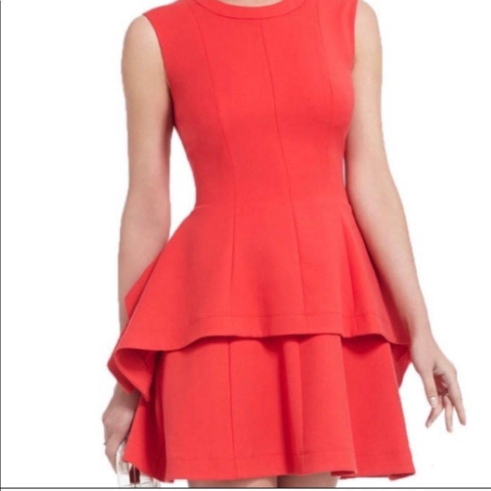 BCBGMAXAZRIA  “Shirlee” Red Berry Peplum Dress